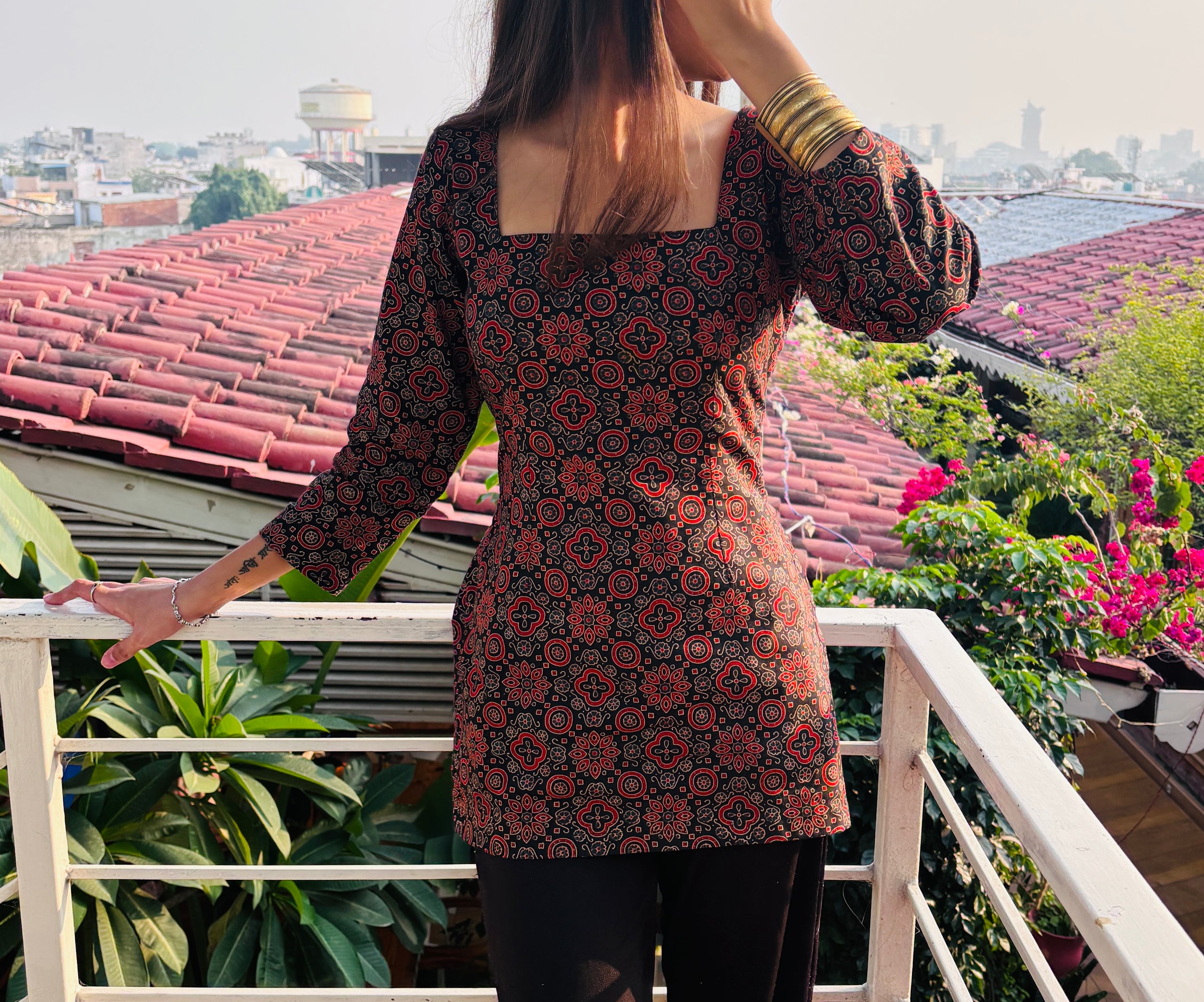 ajrakh short kurti