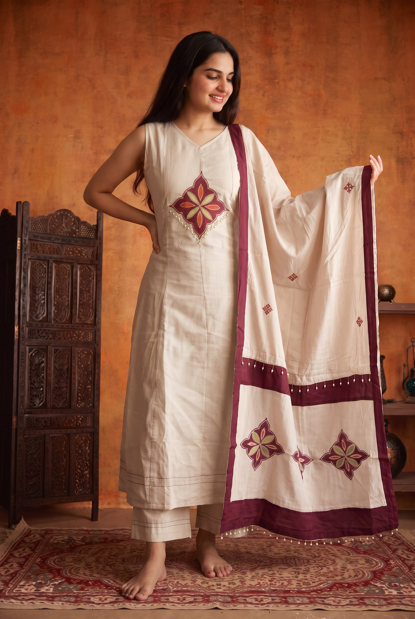 IVORY ANARKALI SET