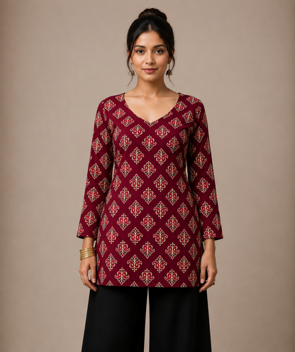 FAKIRA SLEEVED SHORT KURTI